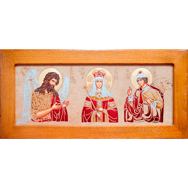 Икона Святых Иоанна Крестителя (Предтечи), Елены и Даниила № 01 из камня, изображение, фото 10